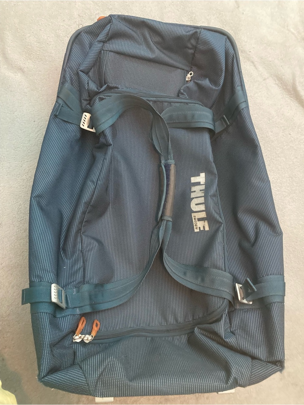 Thule navy blue travel duffel bag